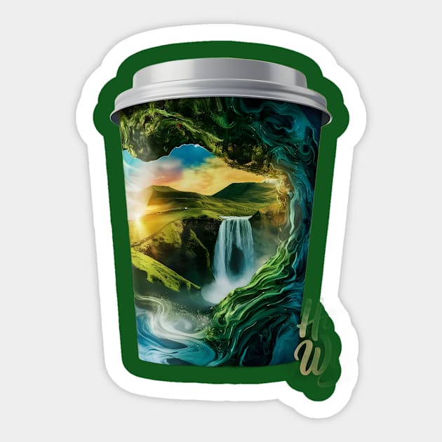 Coffee Cup with an Intriguing and Artistic Design. Let’s Delve into the Details Sticker by animegirlnft